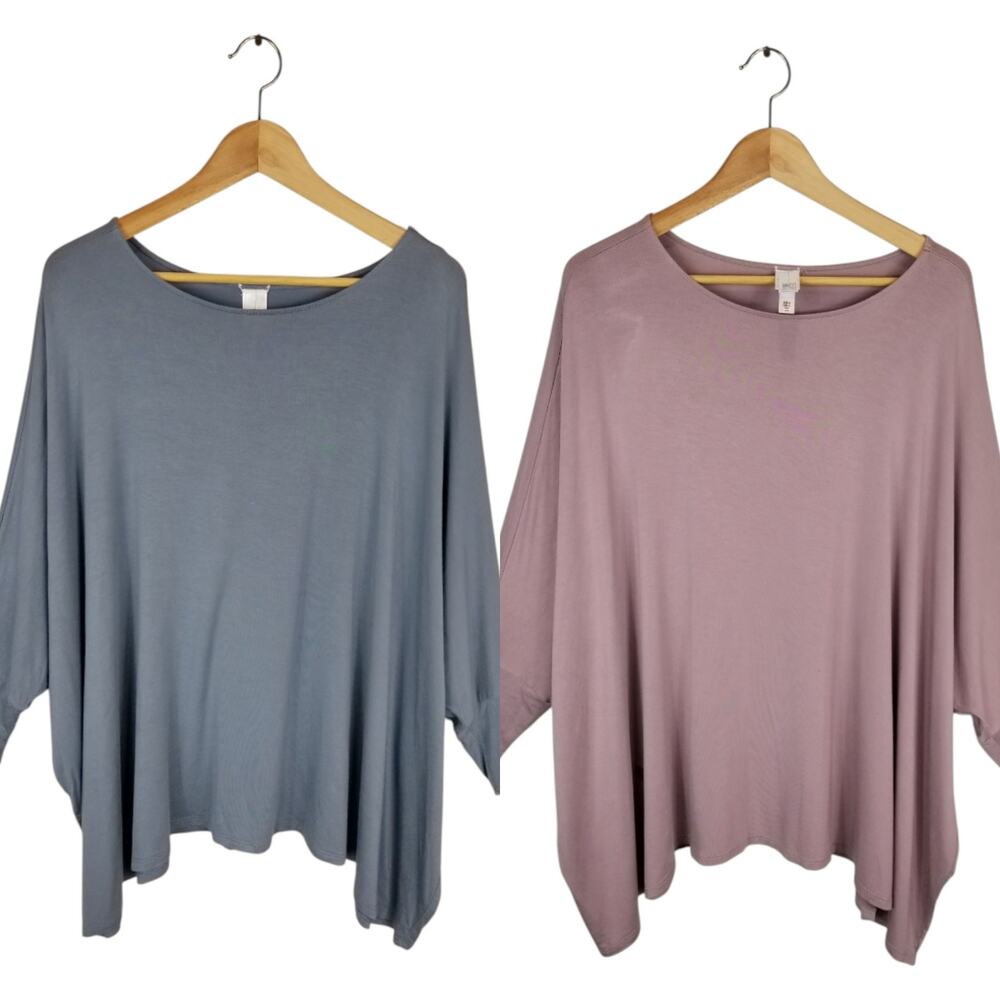 Marla Wynne Layers Lot of 2 Jersey Knit Boxy Fit Scoop Neck Tops Size Large